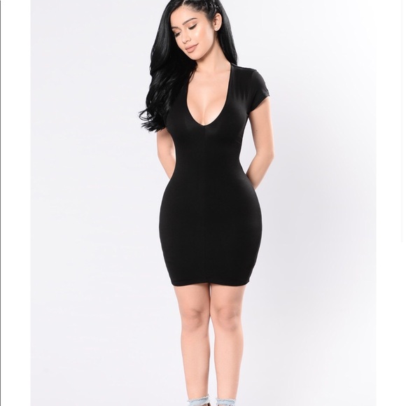 Fashion Nova Black Short Sleeved Mini Dress